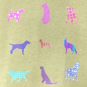 Dog T-shirt Green featuring Multicolored dog Iron On patches Custom short sleeve